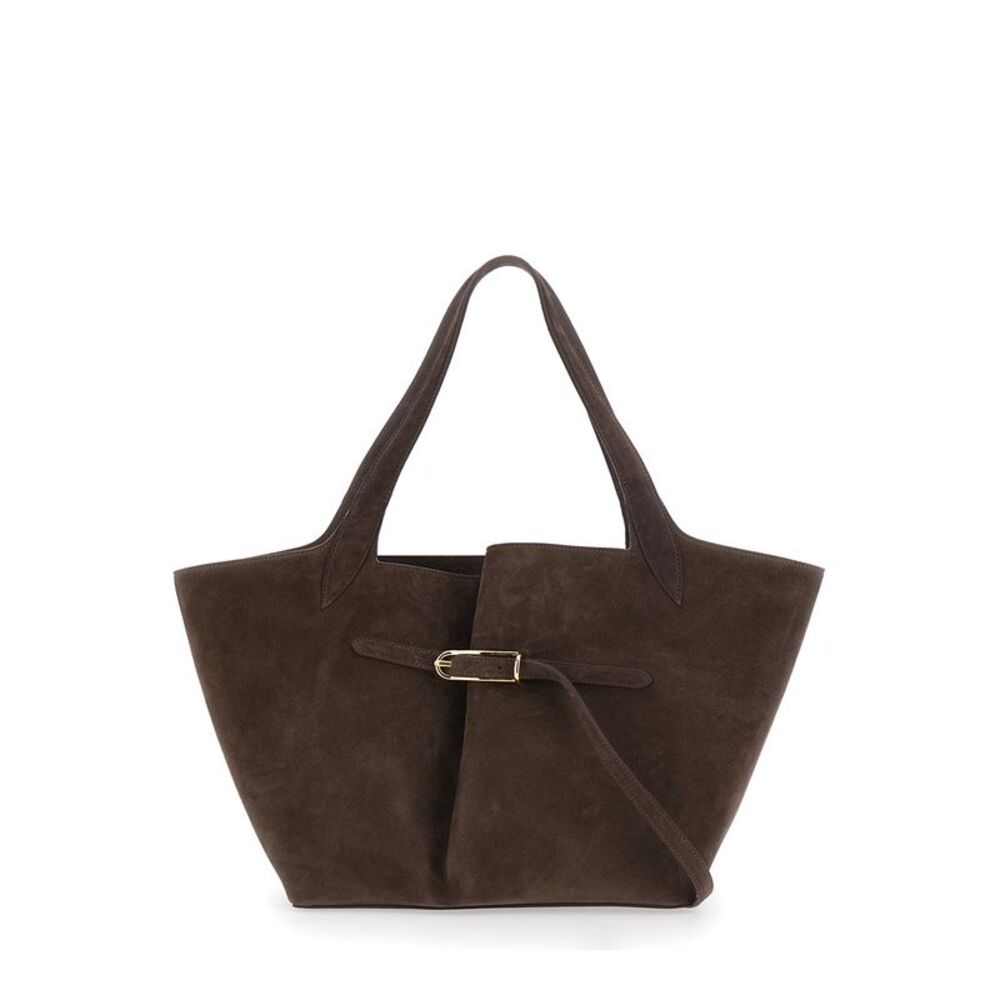 Liffner Women Belted Tote Bag With Elegant Leather Details In Brown Unisex